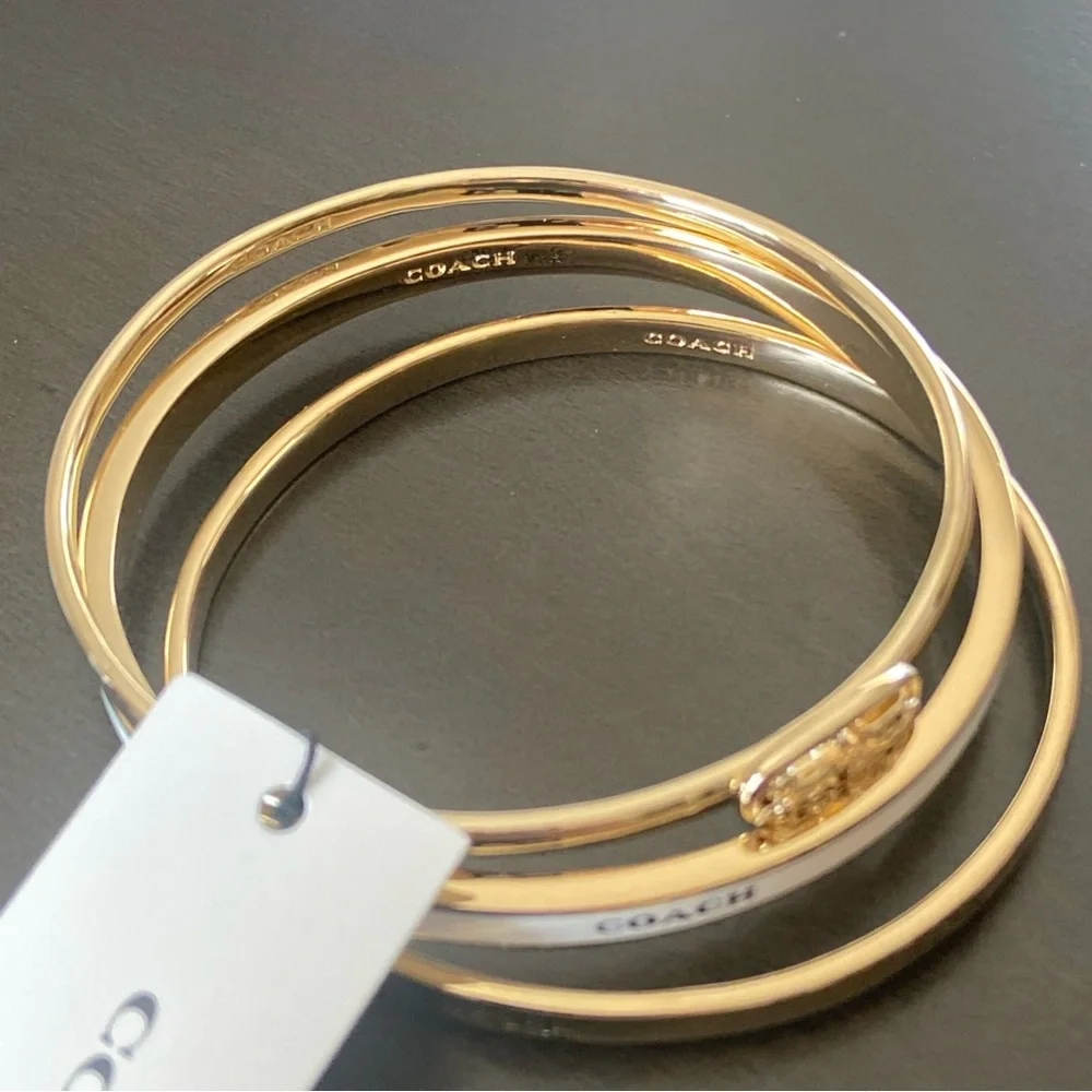 Coach Horse And Carriage Enamel Bangle 3 Piece Bracelet Set NWT - Picture 2 of 10